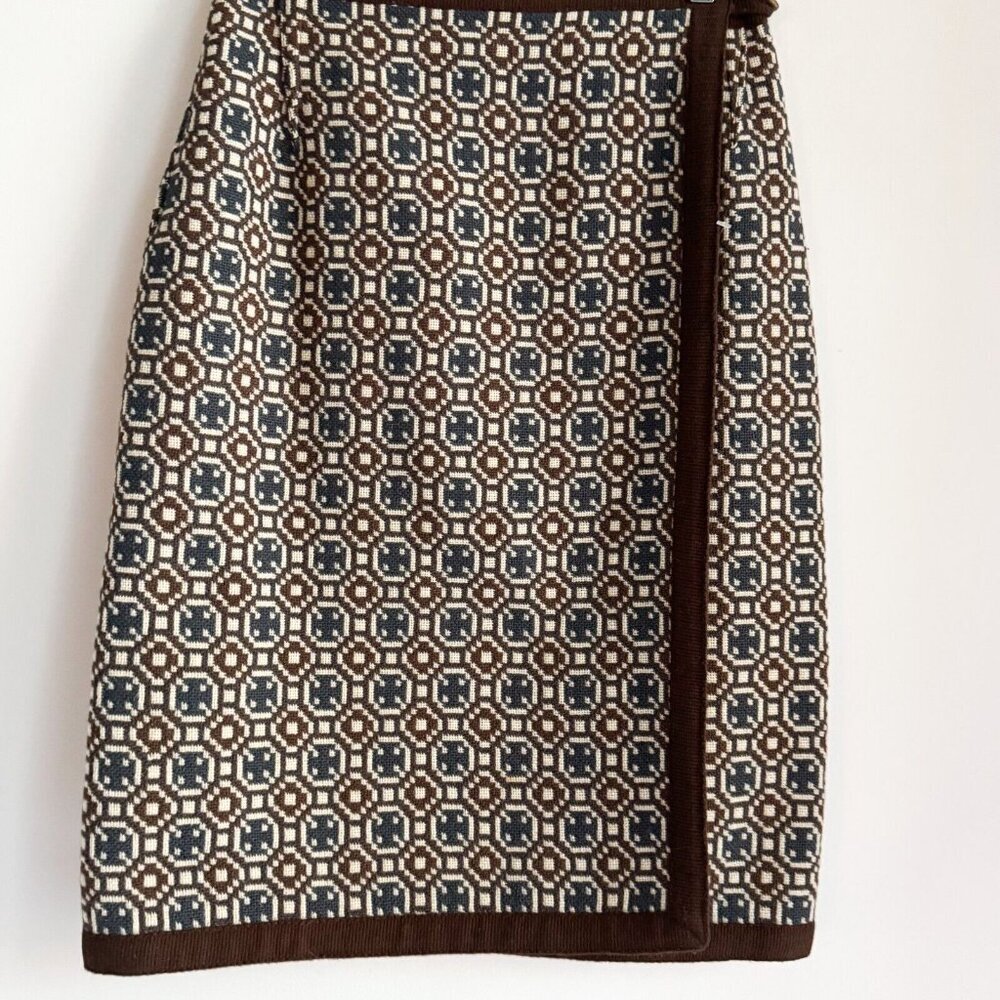 Vintage Geometric Patterned Pencil Skirt - Brown and Cream - Picture 3 of 9